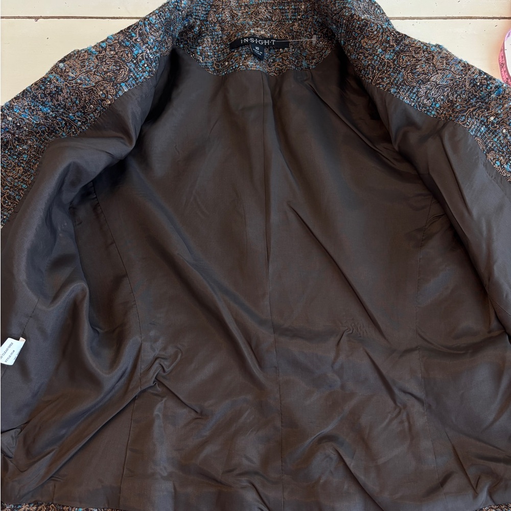 Insight New York Jacquard Blazer Jacket Women’s 10 Floral Textured Metallic - Picture 7 of 11